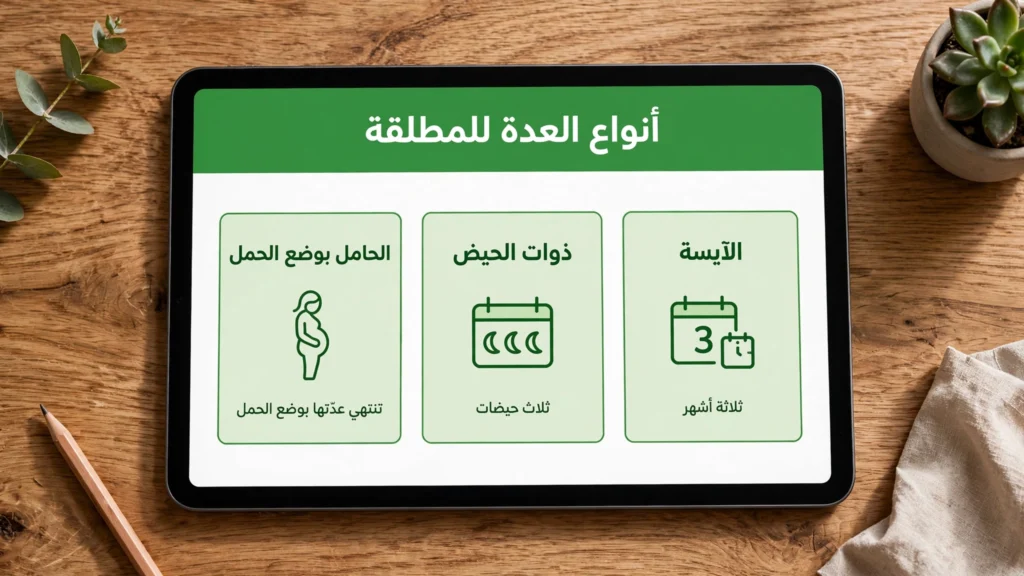 3 كروت: الحامل بوضع الحمل / ذوات الحيض 3 حيضات / الآيسة 3 أشهر - بدون لوجو ناجز أو وزارة العدل - تابلت على ترابيزة خشب فقط