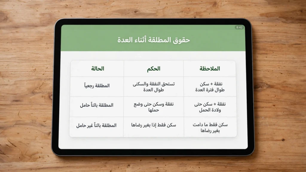 المطلقة رجعيا / بائنا حامل / بائنا غير حامل - تابلت على خشب