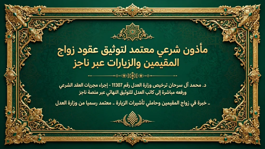 مأذون شرعي معتمد لتوثيق عقود زواج المقيمين والزيارات عبر ناجز