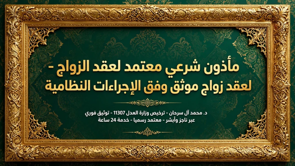 مأذون شرعي معتمد لعقد الزواج – لعقد زواج موثق وفق الإجراءات النظامية