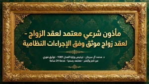 مأذون شرعي معتمد لعقد الزواج – لعقد زواج موثق وفق الإجراءات النظامية